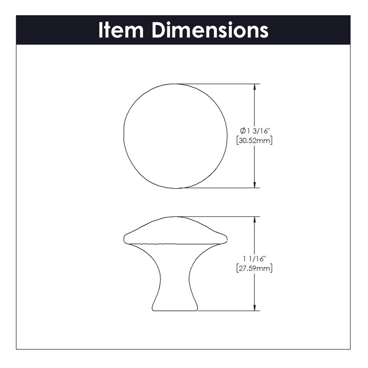 Black Iron Round Rustic Cabinet Knob with Mounting Hardware