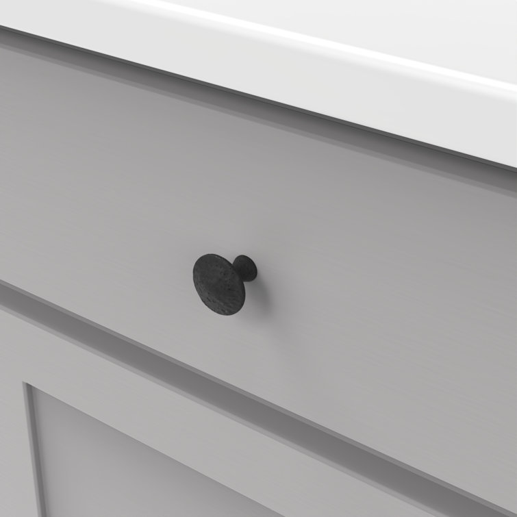Black Iron Round Rustic Cabinet Knob with Mounting Hardware