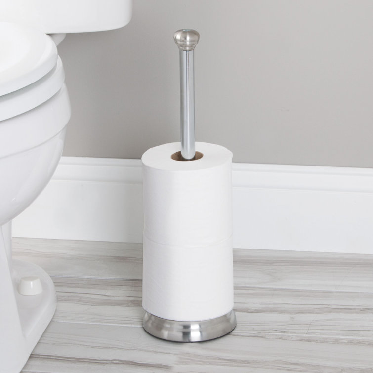 Brushed Stainless Steel and Chrome Free Standing Toilet Paper Reserve