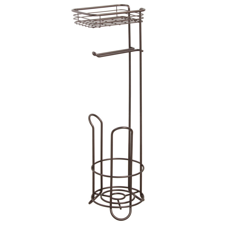 Bronze Steel Free Standing Toilet Paper Holder with Shelf