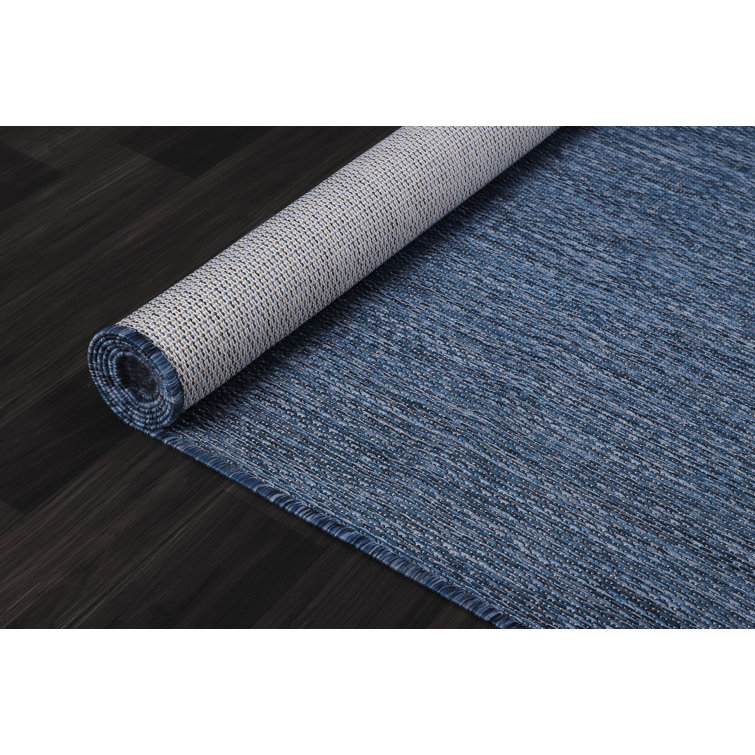 Blue Geometric Washable Synthetic 6' x 9' Rug
