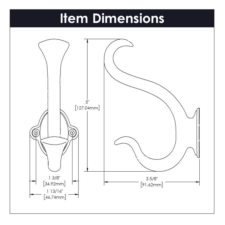Distressed Bronze Traditional Wall Mount Hook Set