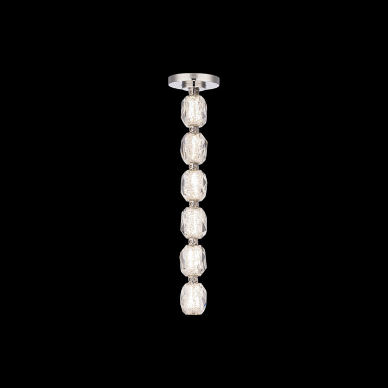 Polished Nickel 6-Light Crystal LED Pendant