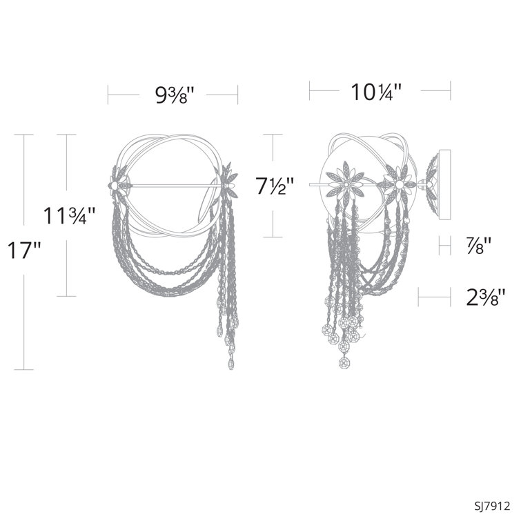 Gold and Crystal LED Flush Mounted Wall Sconce