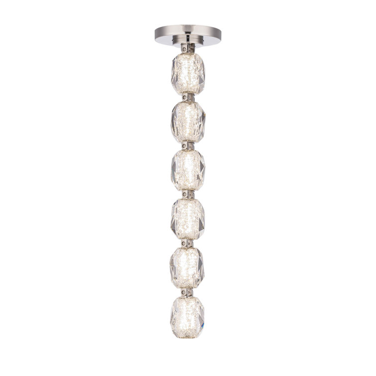 Polished Nickel 6-Light Crystal LED Pendant