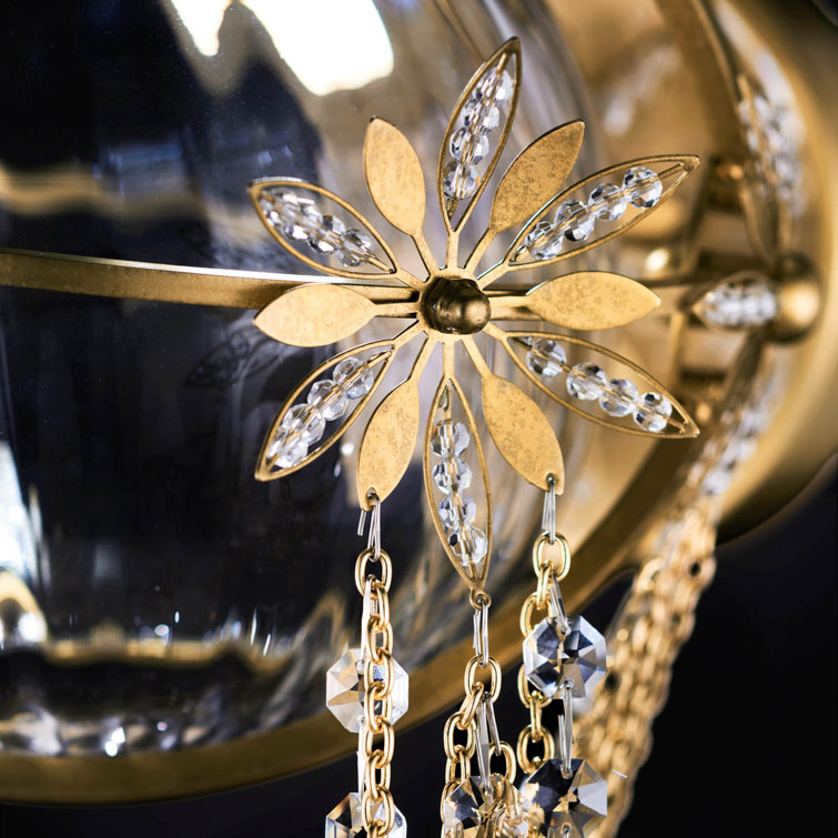 Gold and Crystal LED Flush Mounted Wall Sconce