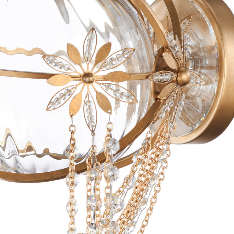Gold and Crystal LED Flush Mounted Wall Sconce