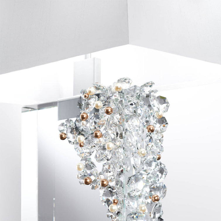 Aurora 29" White and Chrome Crystal Table Lamp