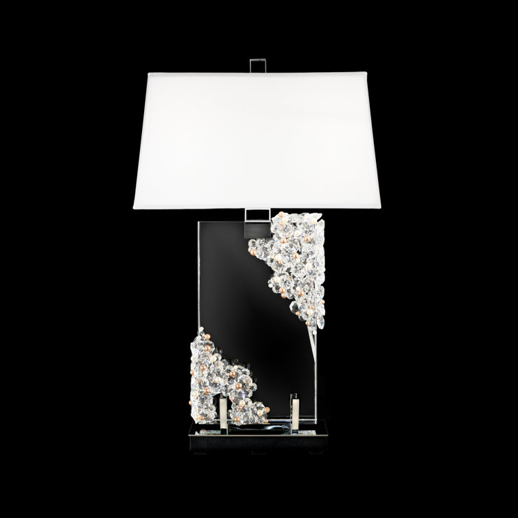 Aurora 29" White and Chrome Crystal Table Lamp