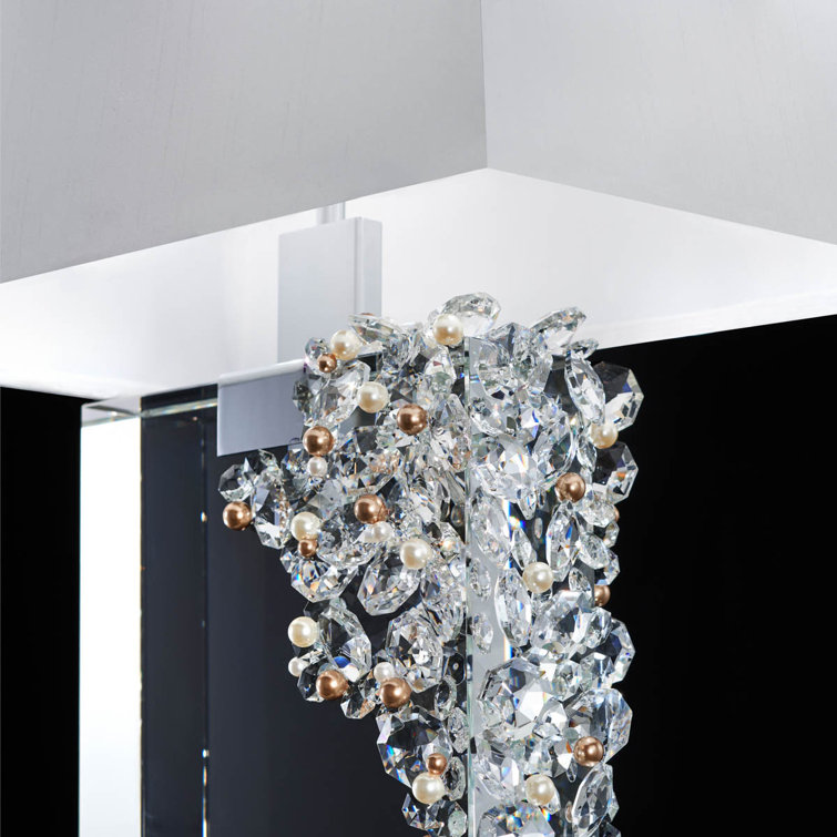 Aurora 29" White and Chrome Crystal Table Lamp