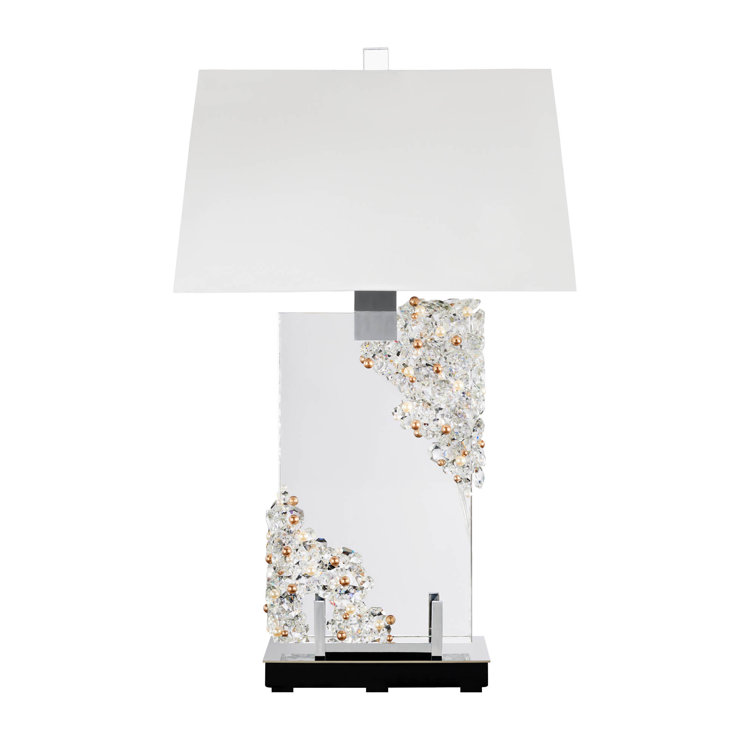 Aurora 29" White and Chrome Crystal Table Lamp
