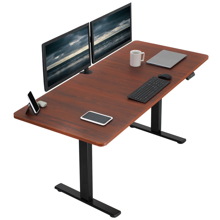 Elevate 43" Dark Walnut Electric Adjustable Desk with Black Frame