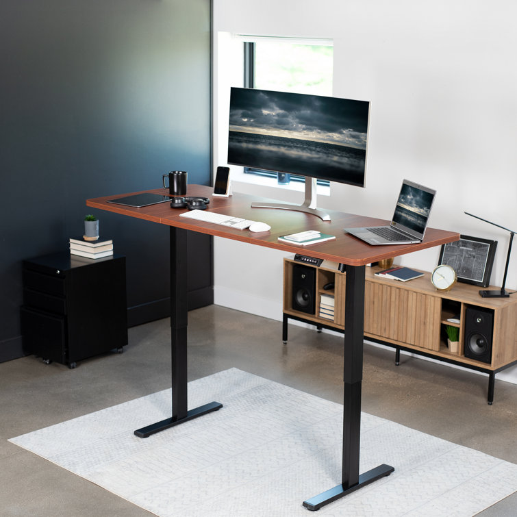 Elevate 43" Dark Walnut Electric Adjustable Desk with Black Frame