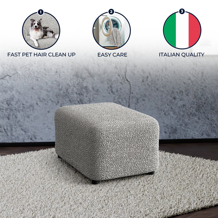 Platinum Stretch Rectangular Ottoman Slipcover