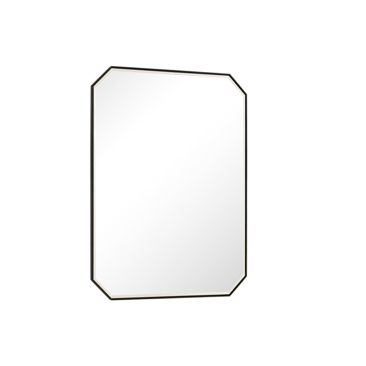 Rohe 40" x 30" Matte Black Octagon Beveled Vanity Mirror