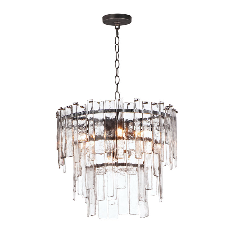 Warren Dark Bronze 12-Light Artisan Glass Pendant
