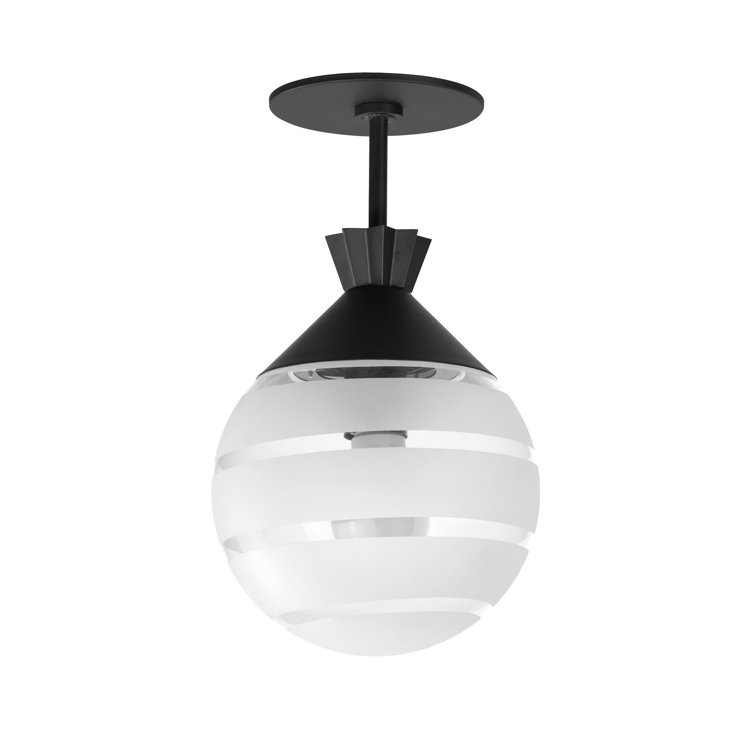 Black and White Glass Semi-Flush Mount Light Fixture
