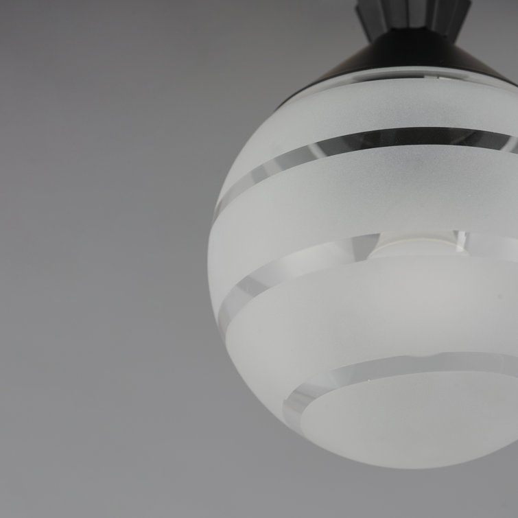 Black and White Glass Semi-Flush Mount Light Fixture