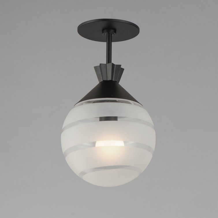 Black and White Glass Semi-Flush Mount Light Fixture