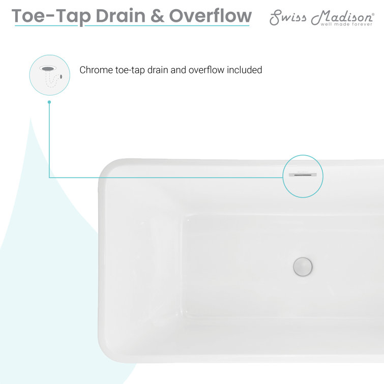 St. Tropez 60" White Acrylic Freestanding Bathtub