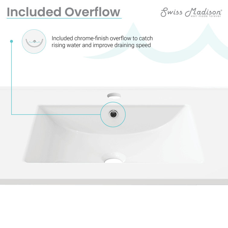 White Ceramic Double Vanity Top Bathroom Sink, 60 Inch