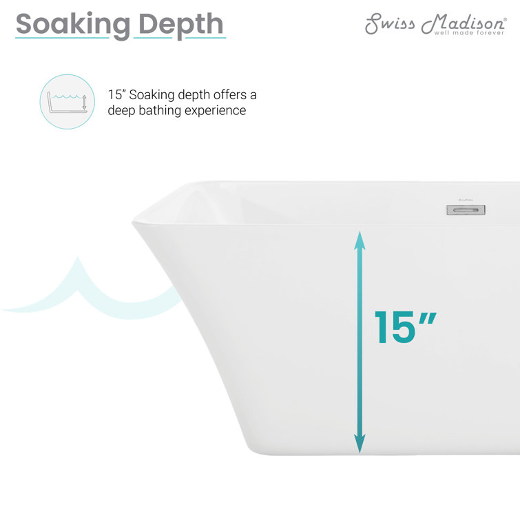 St. Tropez 60" White Acrylic Freestanding Bathtub