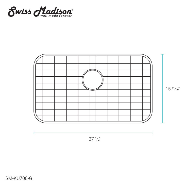 Swiss Madison 30x18 Stainless Steel Undermount Kitchen Sink Grid