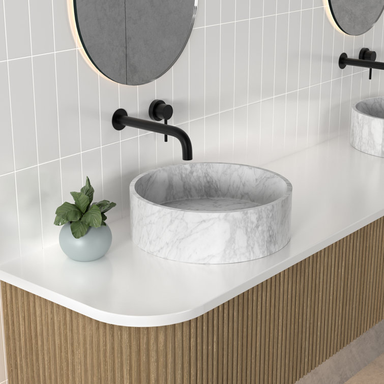 Monaco 17" Round Marbled Grey Ceramic Vessel Sink