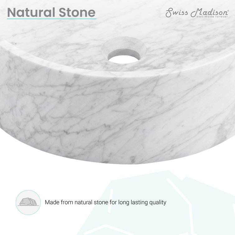 Monaco 17" Round Marbled Grey Ceramic Vessel Sink