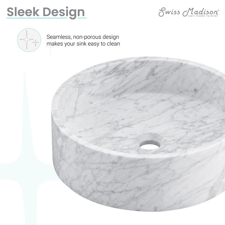 Monaco 17" Round Marbled Grey Ceramic Vessel Sink