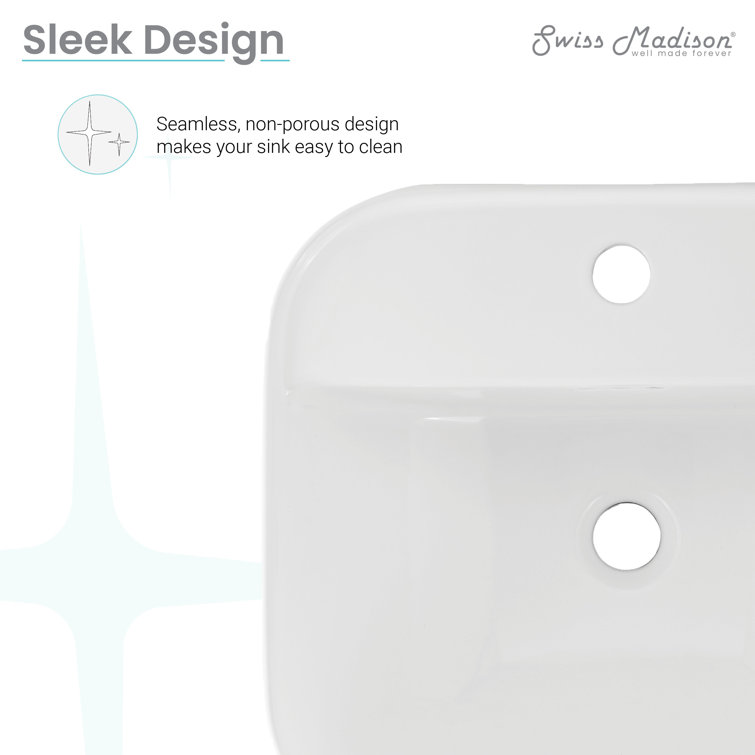 Carre 18" White Ceramic Wall-Mount Bathroom Sink