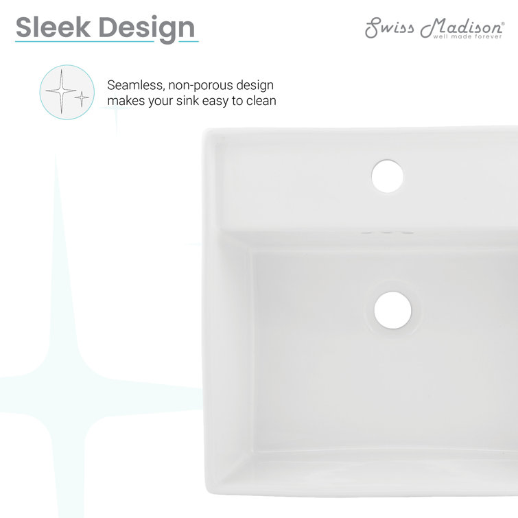 Pur 16.5" Glossy White Ceramic Wall-Mount Vessel Sink