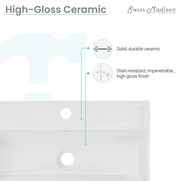 Claire 22" White Ceramic Wall-Mount Vessel Sink with Chrome Towel Bar