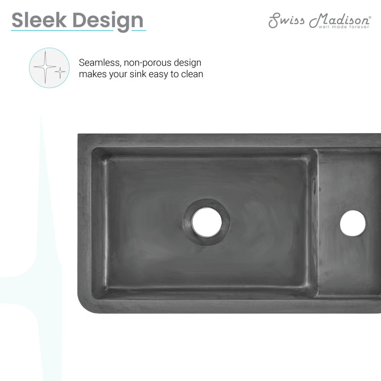 Lisse 17.5" Dark Grey Ceramic Wall-Mount Vessel Sink