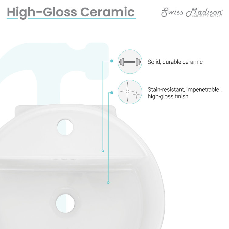 Monaco White Ceramic Round Wall-Mount Bathroom Sink