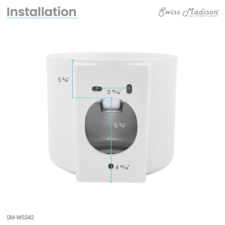 Monaco White Ceramic Round Wall-Mount Bathroom Sink