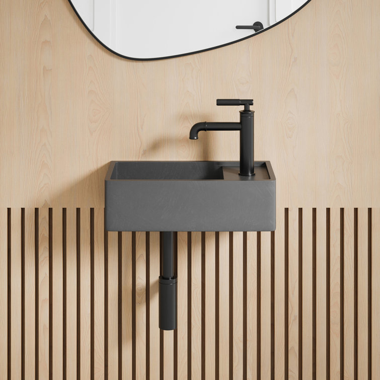 Lisse 17.5" Dark Grey Ceramic Wall-Mount Vessel Sink