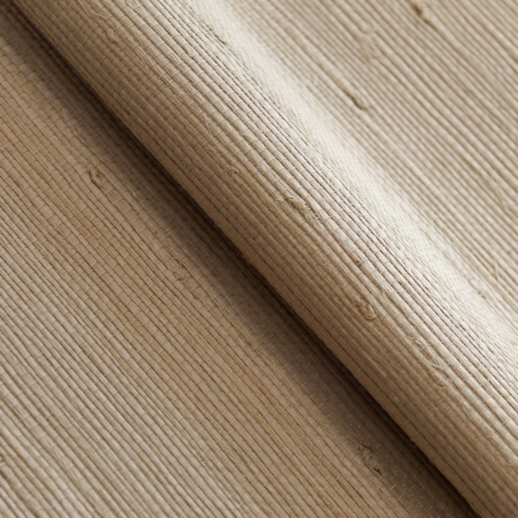 Beige Knotted Grasscloth Non-Pasted Textured Wallpaper Roll