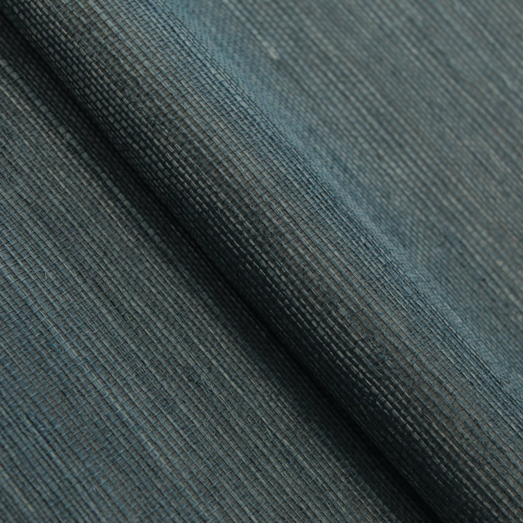 Deep Sea Blue Textured Sisal Grasscloth Wallpaper Roll