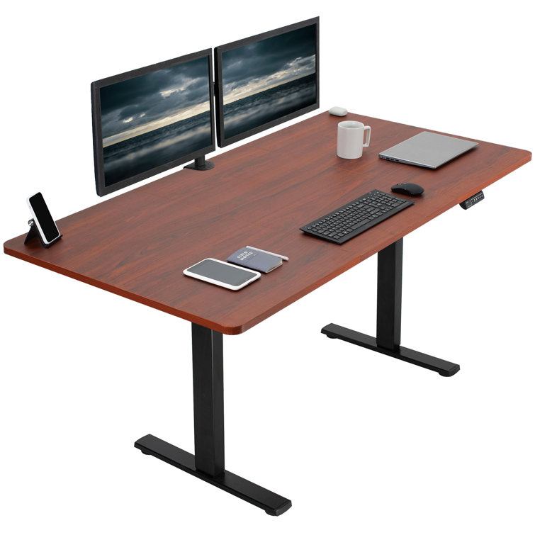 Elevate 43" Dark Walnut Electric Adjustable Desk with Black Frame