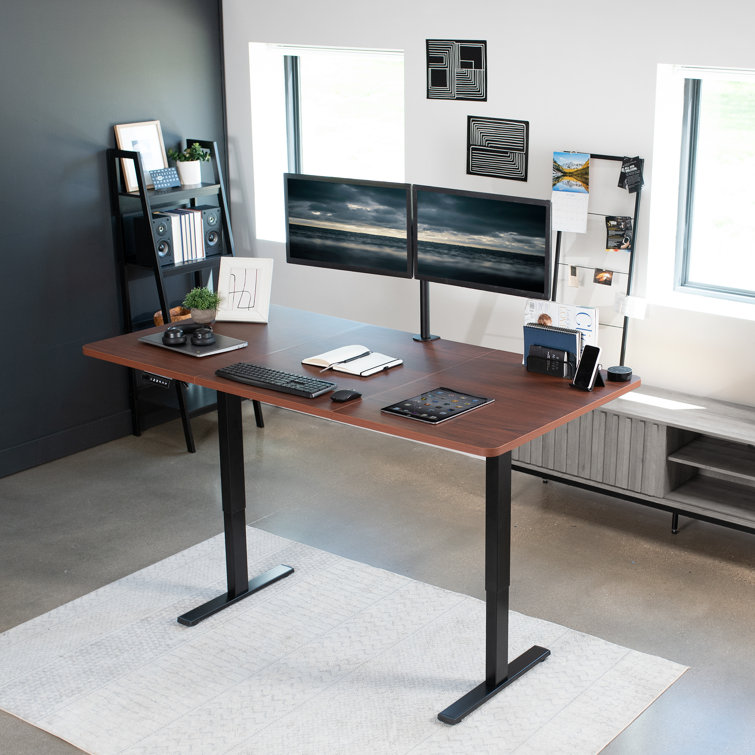 Elevate 43" Dark Walnut Electric Adjustable Desk with Black Frame