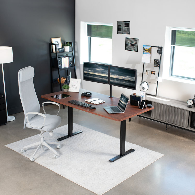Elevate 43" Dark Walnut Electric Adjustable Desk with Black Frame