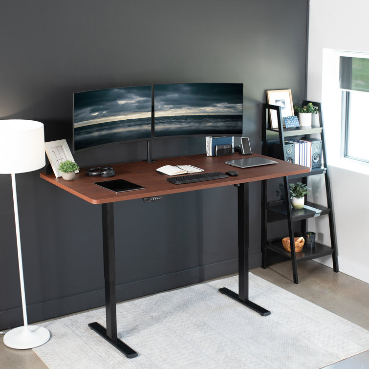 Elevate 43" Dark Walnut Electric Adjustable Desk with Black Frame