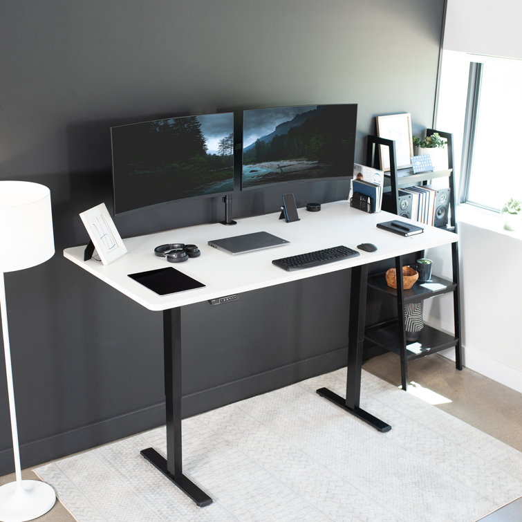 71'' White and Black Adjustable Height Electric Standing Desk