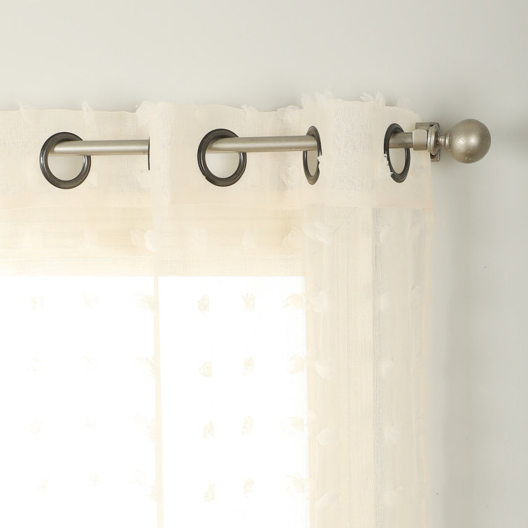 Ivory Sheer Grommet Curtain Panels with Dotted Design, 37" x 95"