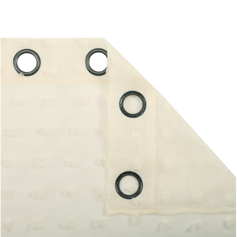 Ivory Sheer Grommet Curtain Panels with Dotted Design, 37" x 95"