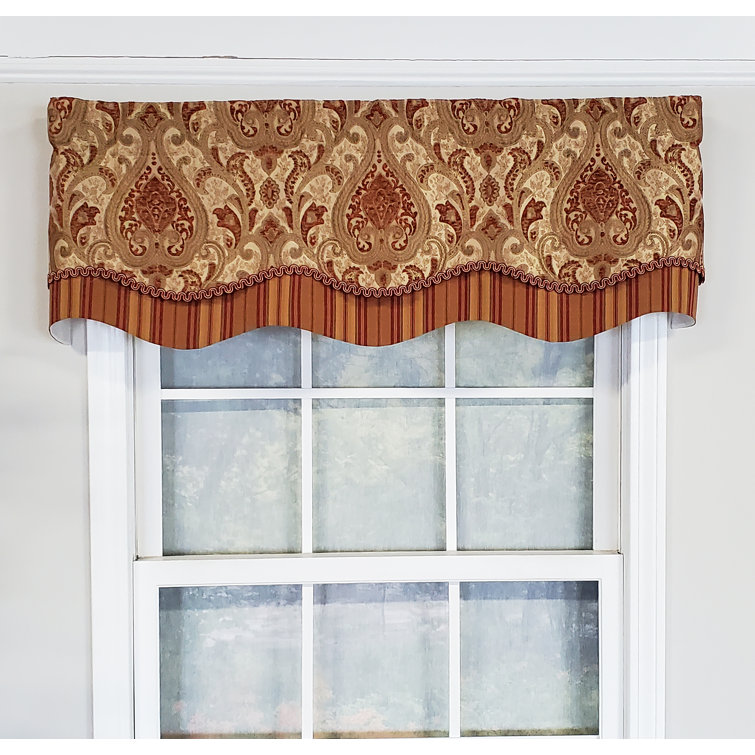 Gold and Bronze Chenille Damask Rod Pocket Valance