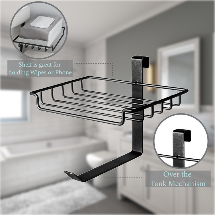 Matte Black Over-the-Tank Toilet Paper Holder with Shelf