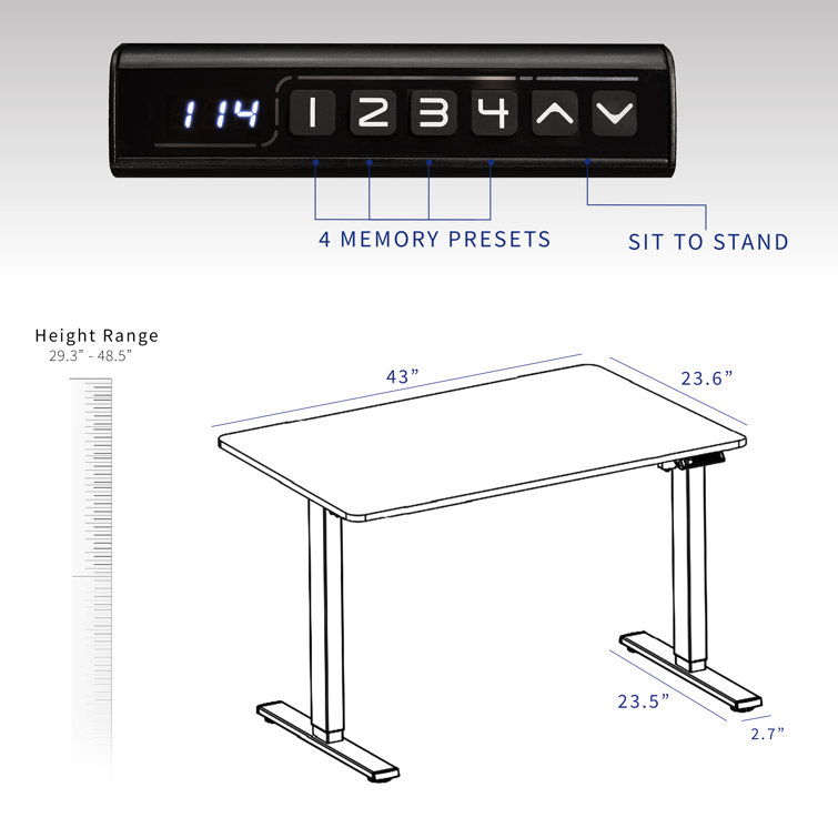 White Adjustable Height Electric Standing Desk with Memory Presets