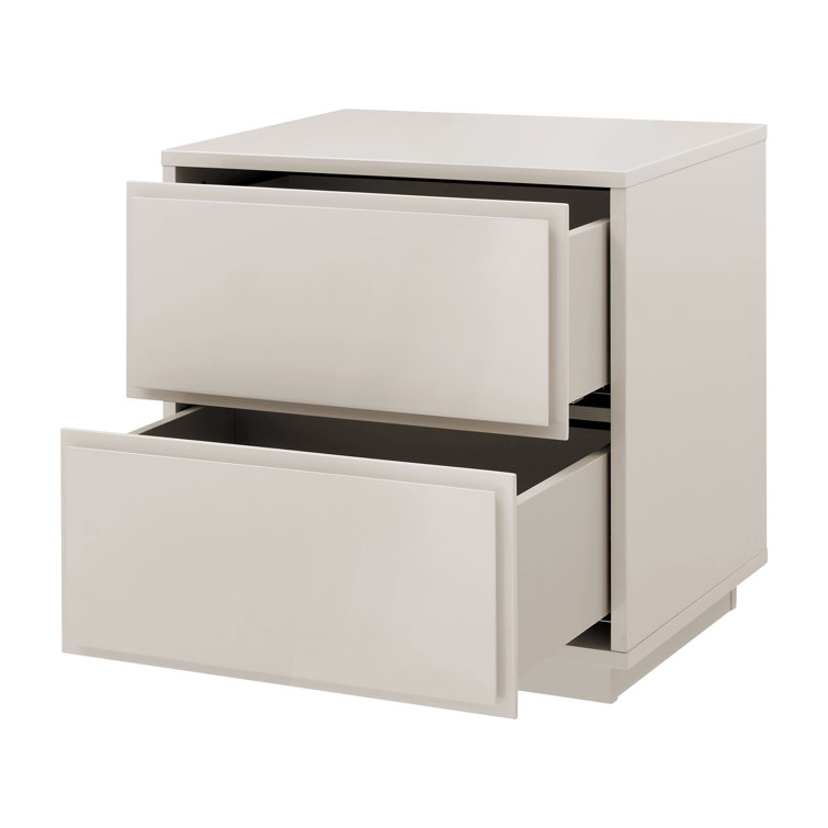 Warm Gray Rectangular MDF 2-Drawer End Table